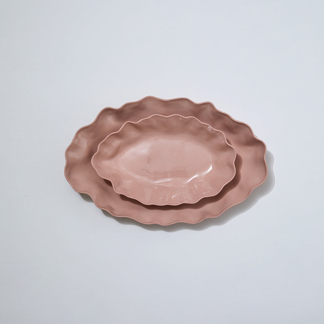 Ruffle Rectangle Platter Icy Pink (M)