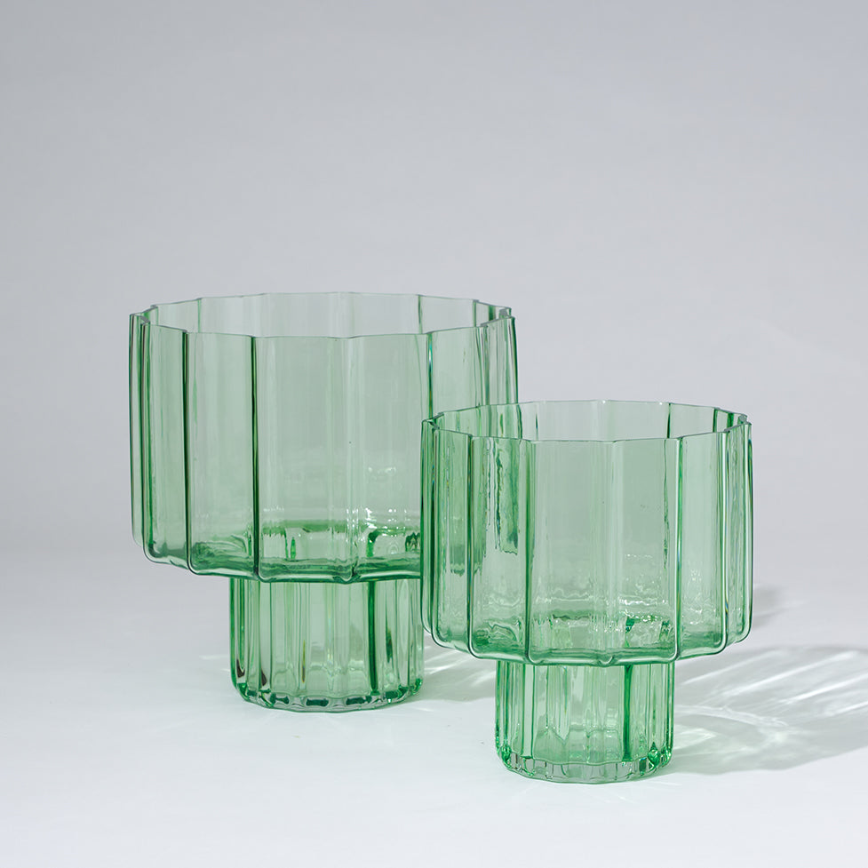 Urn Glass Vase Green (L)