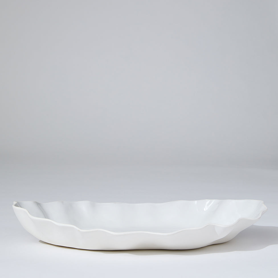 White Ruffle Rectangle Ruffle Rectangle Platter Snow White (XL) – Marmoset Found