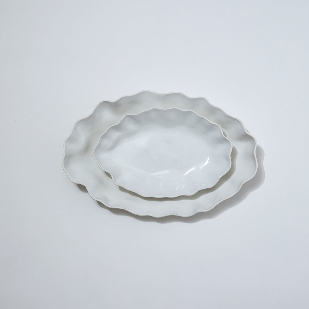Ruffle Rectangle Platter Snow White (M)