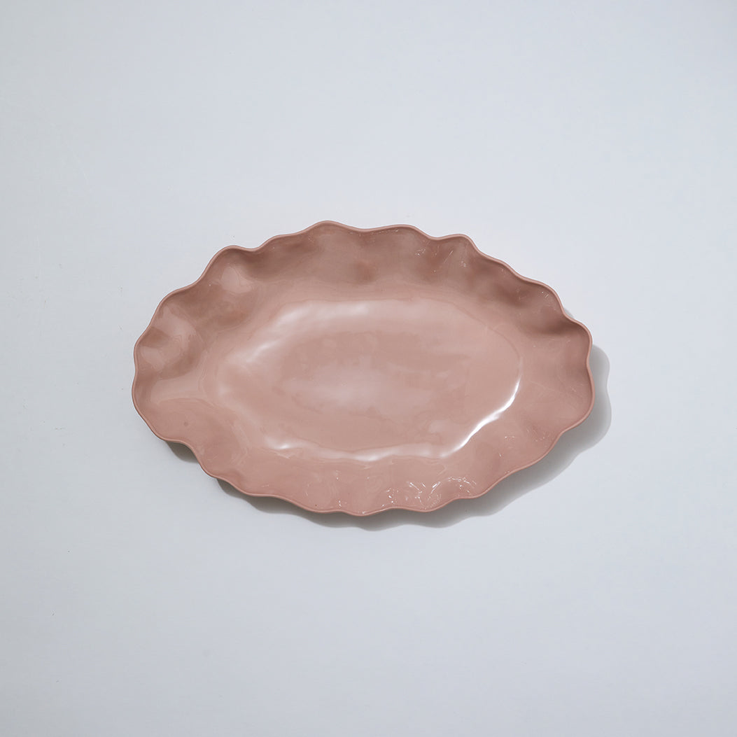 Ruffle Rectangle Platter Icy Pink (XL)