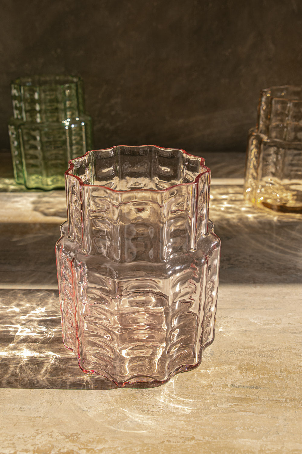 Jelly Glass Vase Squat Pink