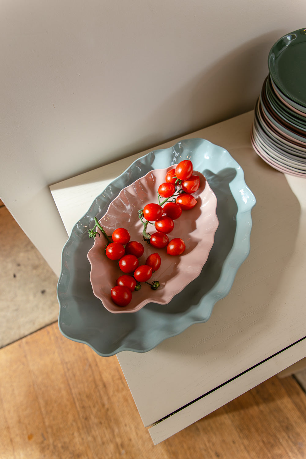 Ruffle Rectangle Platter Light Blue (XL)