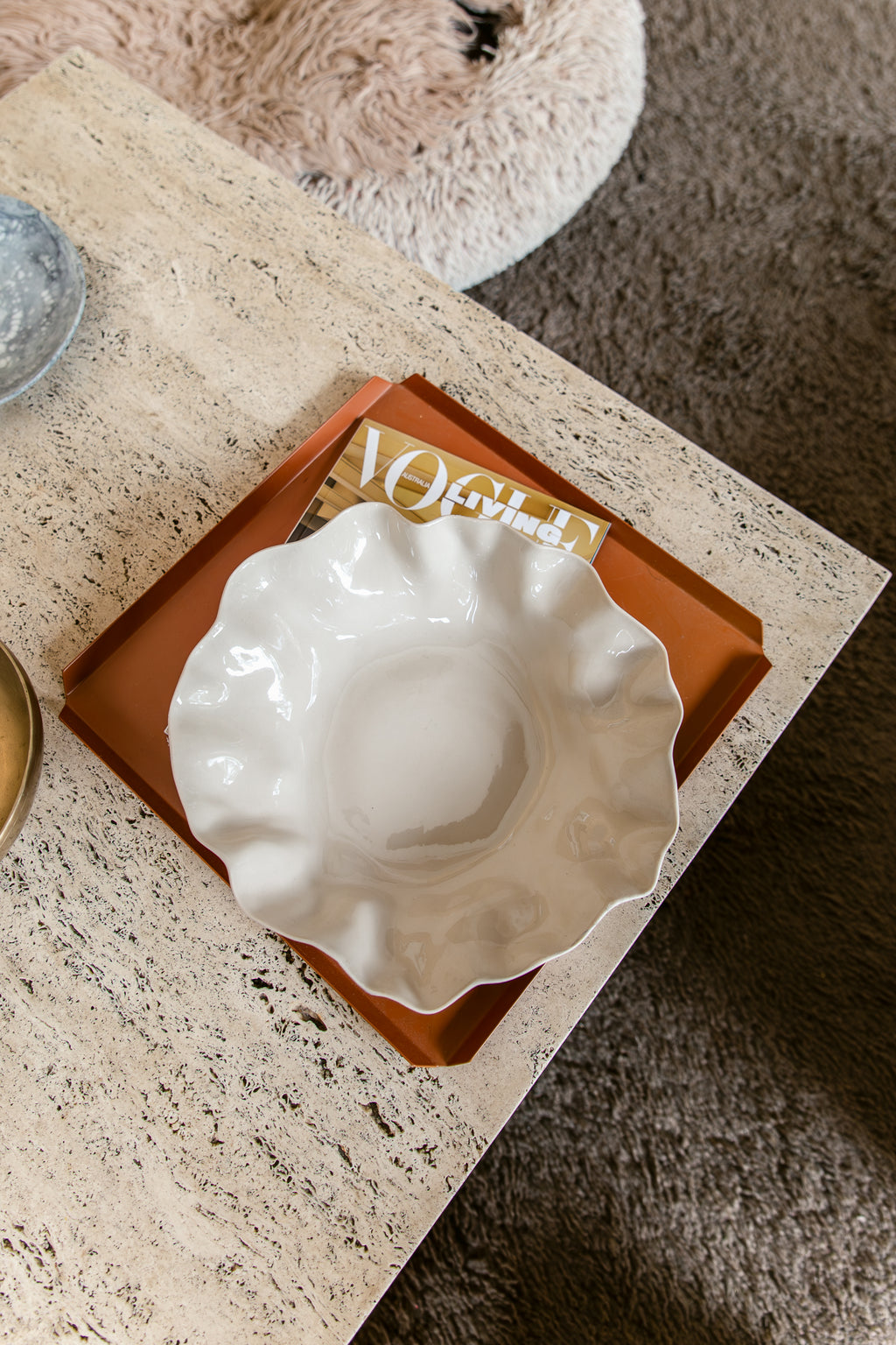 Ruffle Round Platter Chalk White (XL)