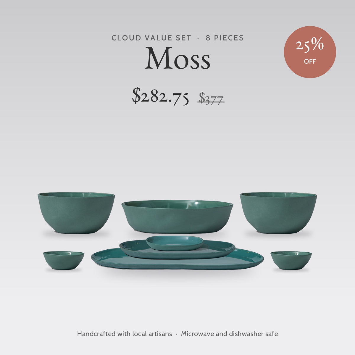 Cloud Value Set Moss, $282.75, was $377, 25% off