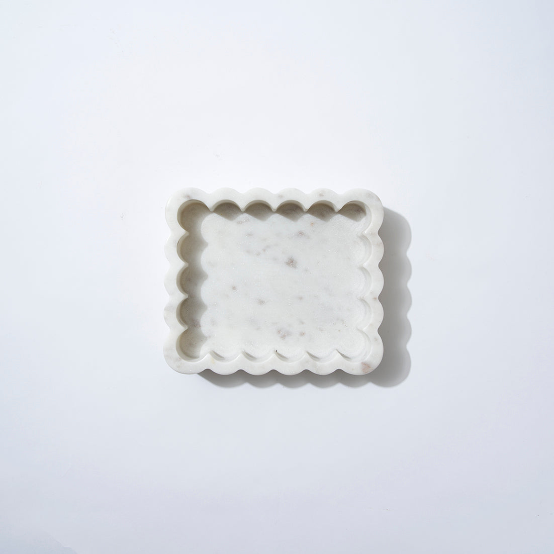 Marble Rectangle Ribbed Catchall White Marle