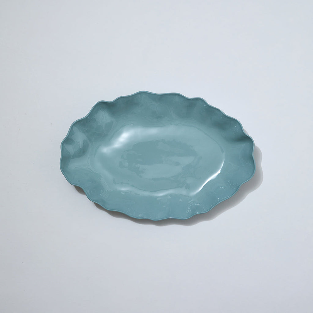Ruffle Rectangle Platter Light Blue (XL)