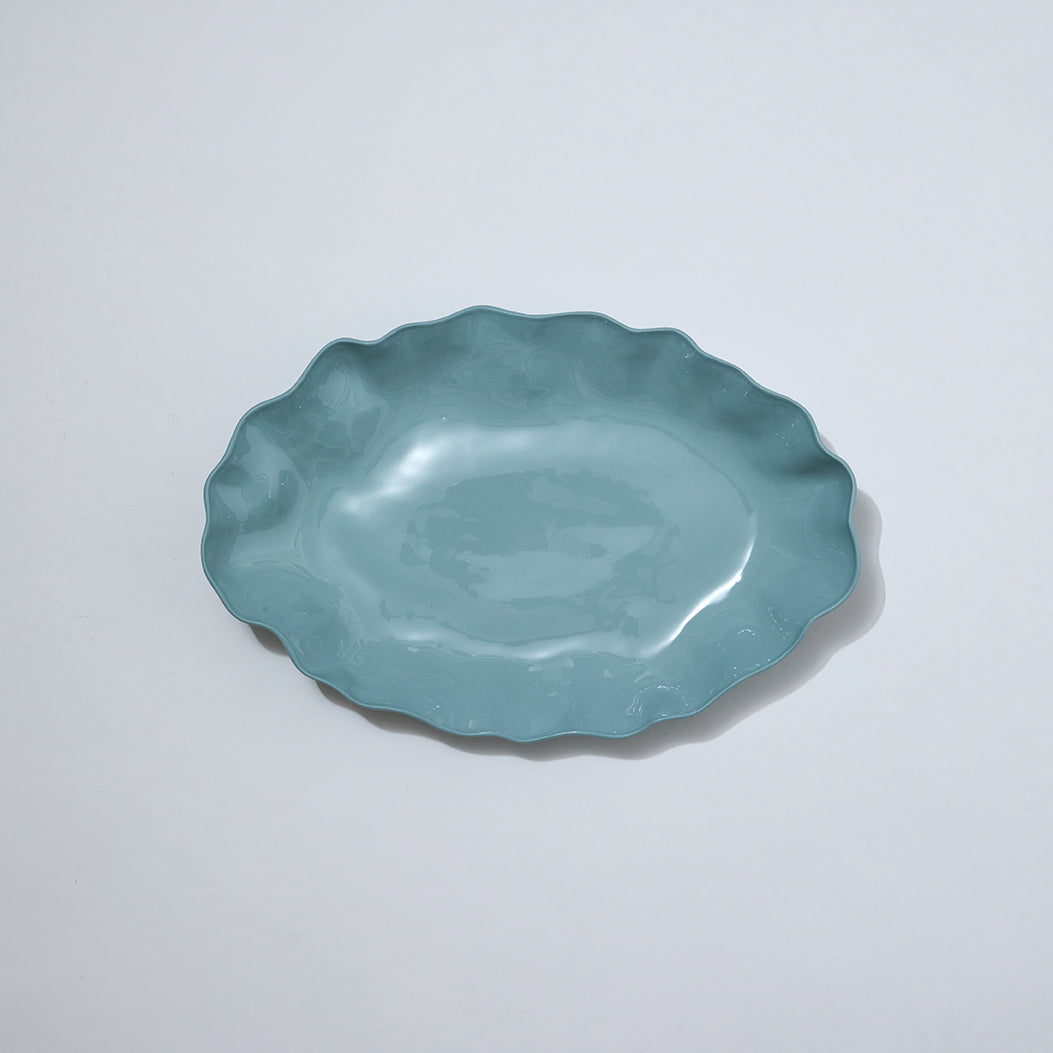 Ruffle Rectangle Platter Light Blue (XL)